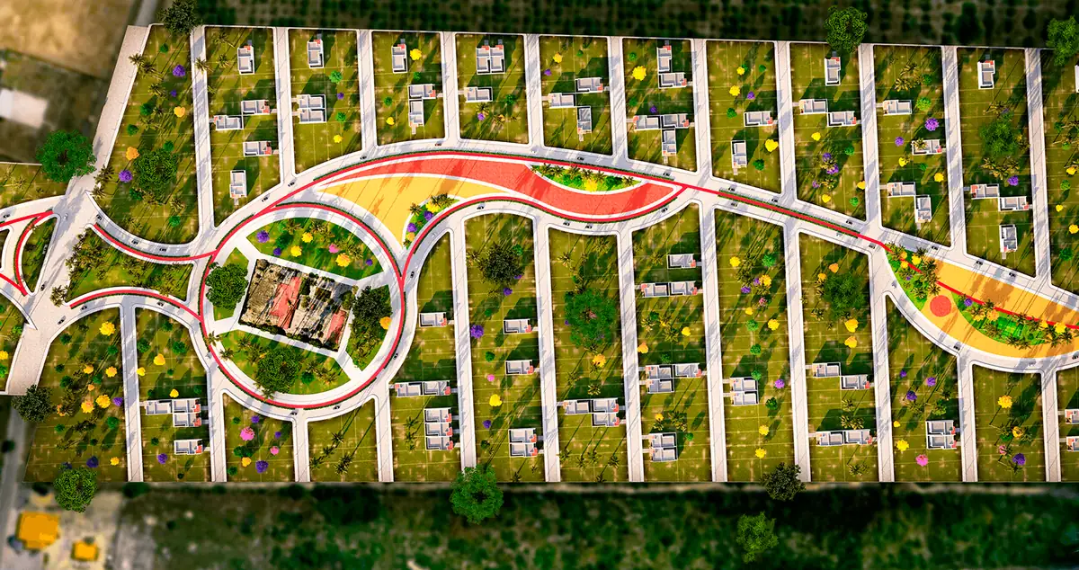 Planta do Loteamento Villa Jeri com o traçado das quadras, vias e áreas de lazer